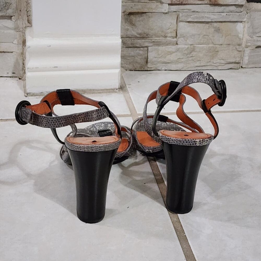 Via Spiga Snakeskin Python Chunky Block Heels San… - image 4